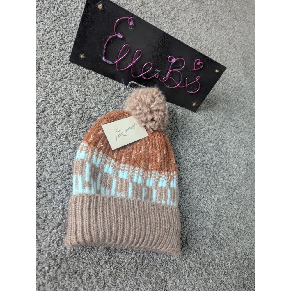 NWT Universal Thread Blue Brown Sparkle Fleece Lined Winter Hat
